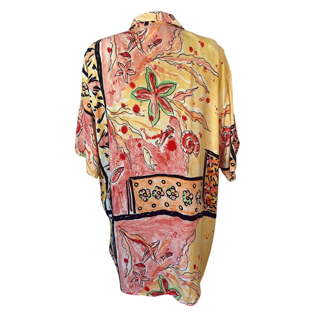 Vtg 80s Abstract Floral Blouse Sequin Beaded Size 2X Retro Oversized Beachy Glam - Picture 3 of 13
